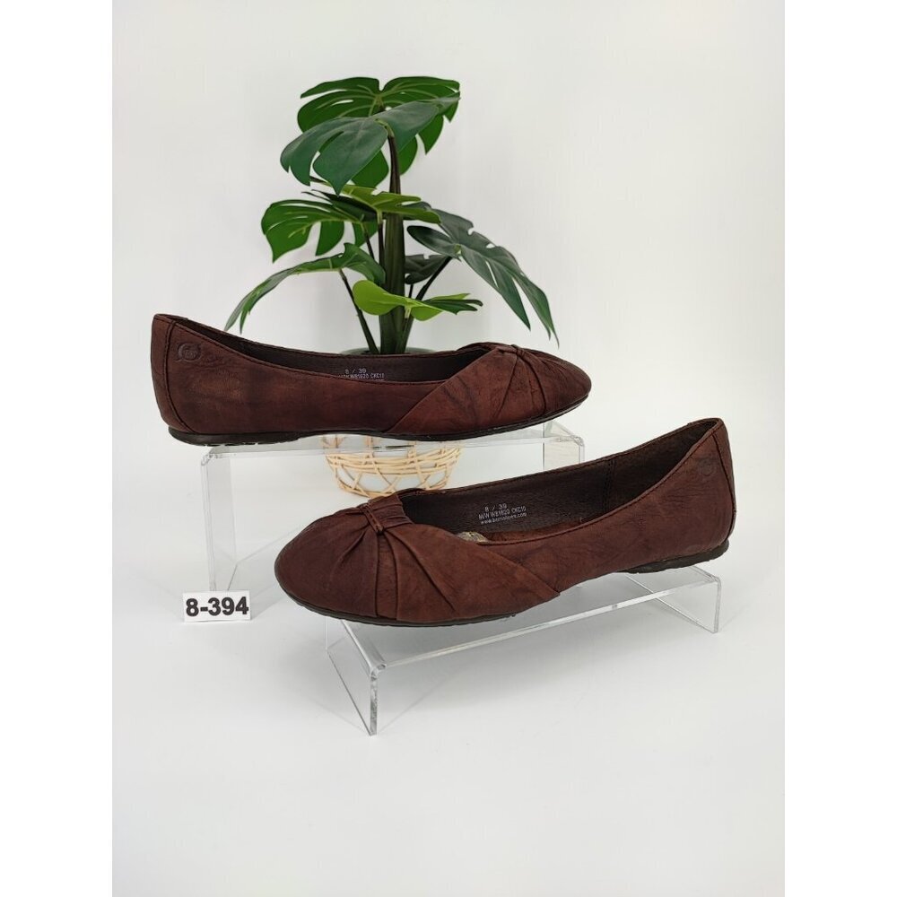 Born Women's Knot Adele Brown Leather Ballet Shoes Size 8 US